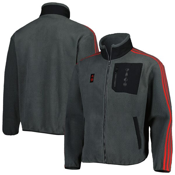 アディダス アディダス メンズ パーカー・スウェットシャツ アウター Bayern Munich adidas Lifestyler Fleece FullZip Jacket Gray