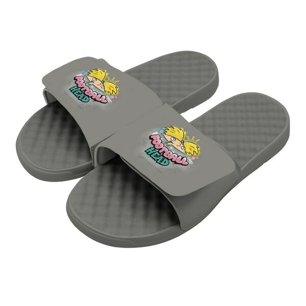 アイスライド メンズ サンダル シューズ Hey Arnold! ISlide Football Head Slide Sandals Gray