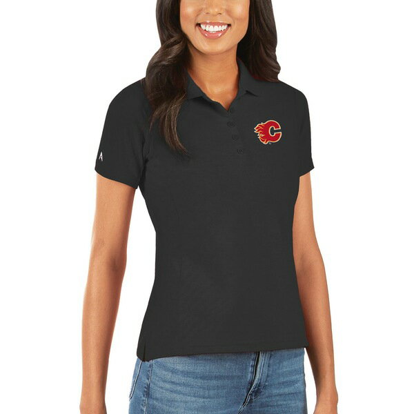 ƥ ǥ ݥ ȥåץ Calgary Flames Antigua Women's Legacy Pique Polo Black