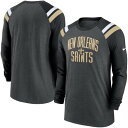 ナイキ メンズ Tシャツ トップス New Orleans Saints Nike TriBlend Raglan Athletic Long Sleeve Fashion TShirt Heathered Charcoal/Black