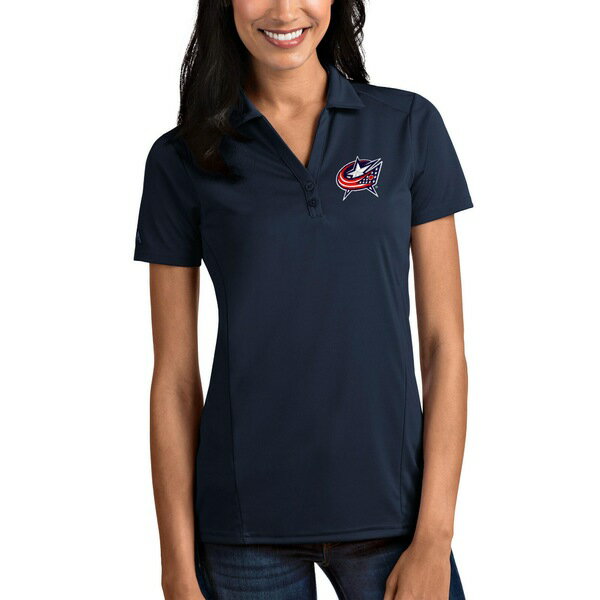 アンティグア レディース ポロシャツ トップス Columbus Blue Jackets Antigua Women's Tribute Polo Navy