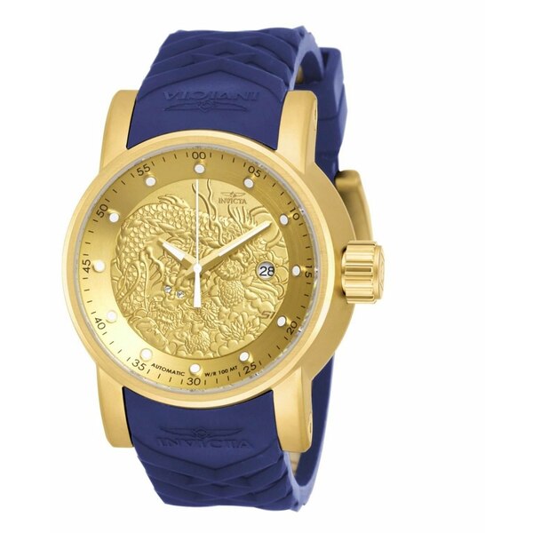 インビクタ メンズ 腕時計 アクセサリー Men's 18215 S1 Rally Automatic Chronograph Gold Dial Watch Blue