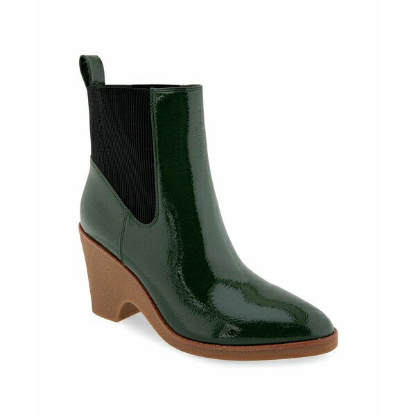 エアロソールズ レディース ブーツ シューズ Women's Mylo Ankle Booties Green Patent Crinkled Faux Leather-Polyurethane
