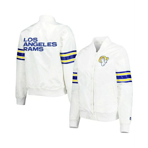 スターター レディース ジャケット&ブルゾン アウター Women's White Los Angeles Rams Line Up Satin Full-Snap Varsity Jacket White スターター レディース ジャケット&ブルゾン アウター Women's White Los Angeles Rams Line Up Satin Full-Snap Varsity Jacket White