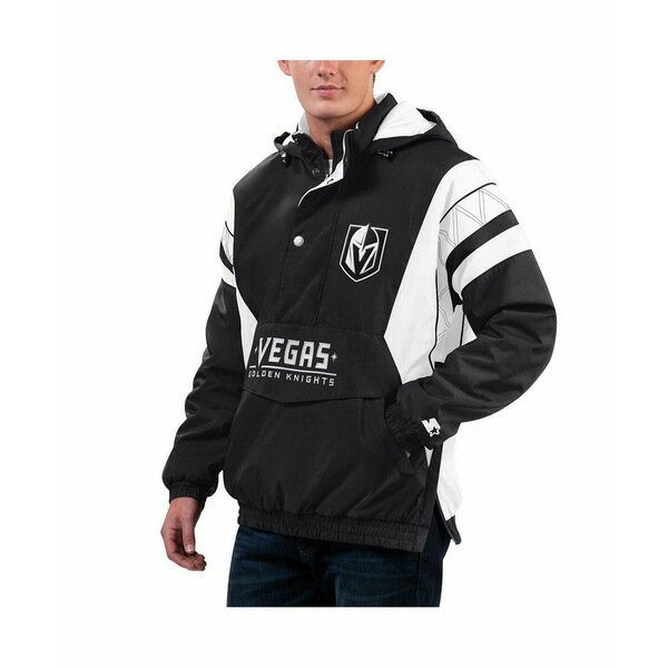 スターター メンズ ジャケット&ブルゾン アウター Men's Black Vegas Golden Knights Home Team Half-Zip Hoodie Jacket Black