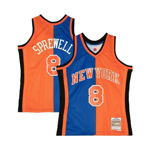 ミッチェル&ネス メンズ シャツ トップス Men's Latrell Sprewell Blue, Orange New York Knicks Hardwood Classics 1998-99 Split Swingman Jersey Blue, Orange ミッチェル&ネス メンズ シャツ トップス Men's Latrell Sprewell Blue, Orange New York Knicks Hardwood Classics 1998-99 Split Swingman Jersey Blue, Orange