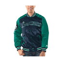 スターター メンズ ジャケット&ブルゾン アウター Men's Navy, Aqua Seattle Mariners Varsity Satin Full-Snap Jacket Navy, Aqua