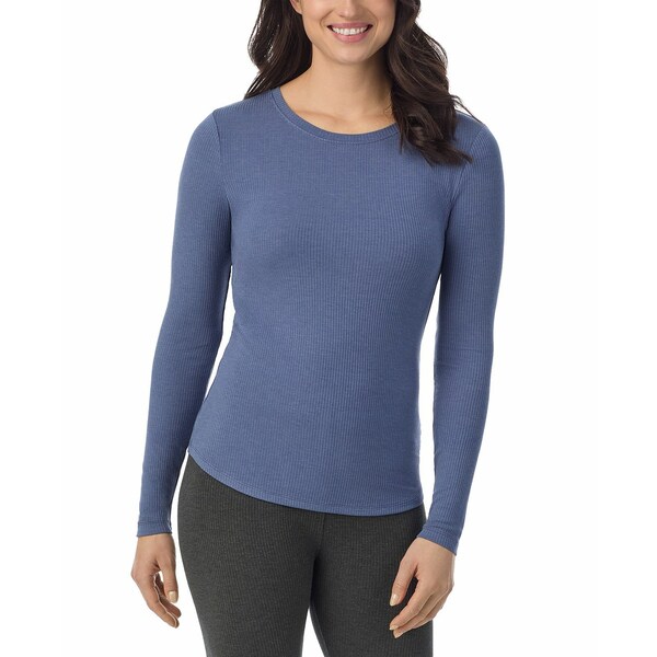 クドルドッズ レディース カットソー トップス Women's Ribbed Crewneck Long-Sleeve Top Chambray