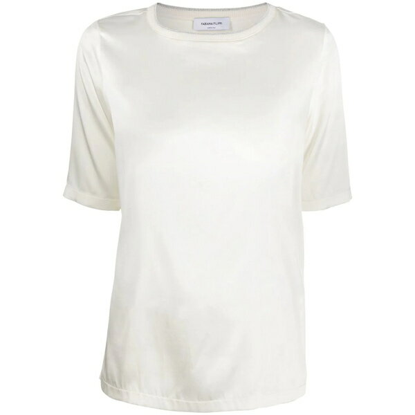 ファビアナ フィリッピ レディース Tシャツ トップス サテンTシャツ Erin Ivory White