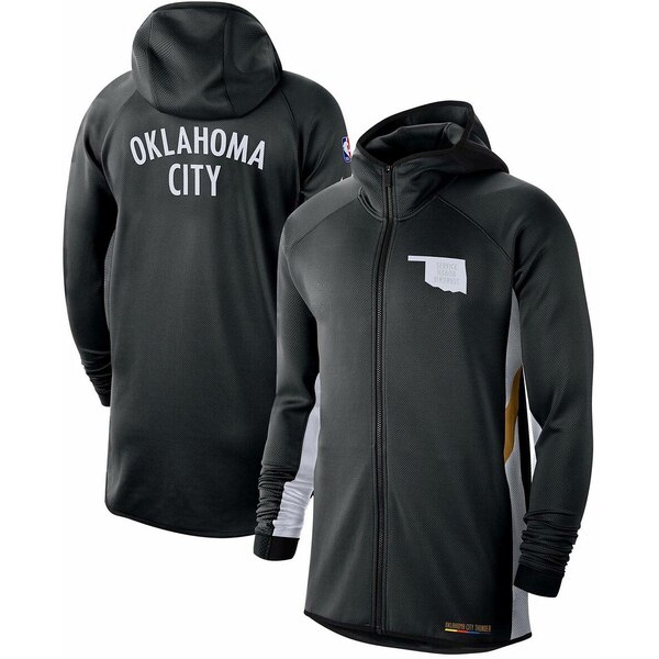 ナイキ メンズ パーカー・スウェットシャツ アウター Men's Black, White Oklahoma City Thunder 2019-20 Earned Edition Showtime Full-Zip Performance Hoodie Black, White