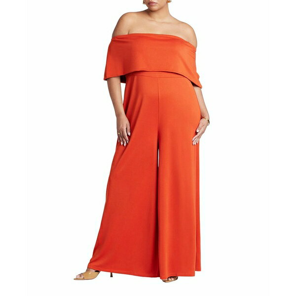 エロクイ レディース ワンピース トップス Women's Plus Size Off Shoulder Jumpsuit Rooibos tea