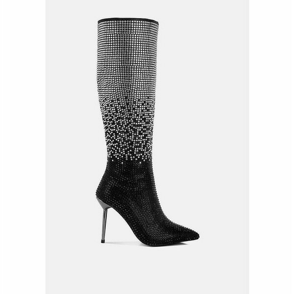 ロンンドンラグ レディース ブーツ シューズ Orymple Shiny Rhinestone Studded Calf Boots Black