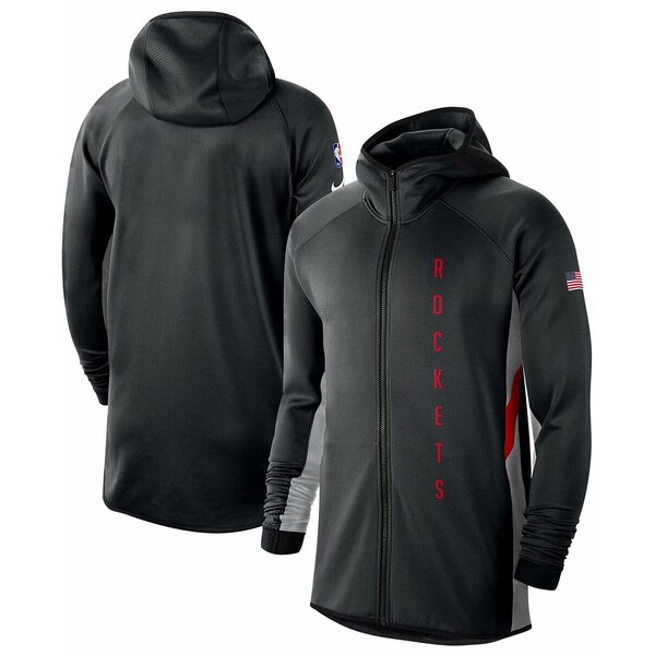 ナイキ メンズ パーカー・スウェットシャツ アウター Men's Black, Silver Houston Rockets 2019-20 Earned Edition Showtime Full-Zip Performance Hoodie Black, Silver