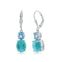 シモナ レディース ピアス&イヤリング アクセサリー Sterling Silver Oval Turquoise & Round Gem Earrings Turquoise/aqua