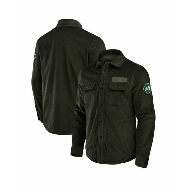 ファナティクス メンズ ジャケット＆ブルゾン アウター Men's Dark Green New York Jets Corduroy Full-Button Shacket Dark Green
