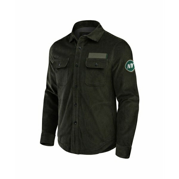 ファナティクス メンズ ジャケット＆ブルゾン アウター Men's Dark Green New York Jets Corduroy Full-Button Shacket Dark Green