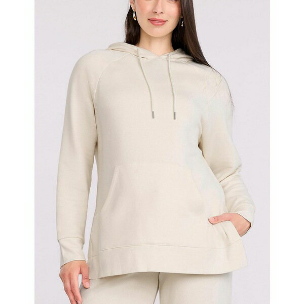 マザーフッドマタニティ レディース パーカー・スウェットシャツ アウター Women's Relaxed Fit Tunic Maternity Hoodie Antique white