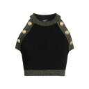 【送料無料】 バルマン レディース Tシャツ トップス Tops Black