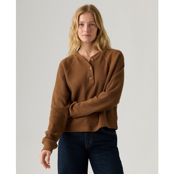 リーバイス レディース カットソー トップス Women's Lassen Henley Long Sleeve Top Bison
