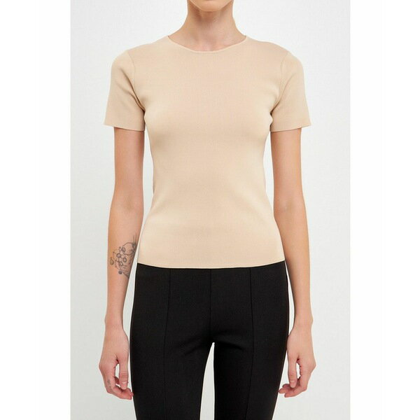 エンドレスローズ レディース カットソー トップス Women's Back Cut-out Detail Knit Top Beige