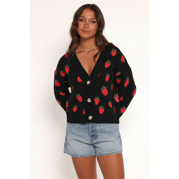 ペタル アンド パップ レディース ニット&セーター アウター Women's Judson Strawberry Knit Cardigan - Black Black