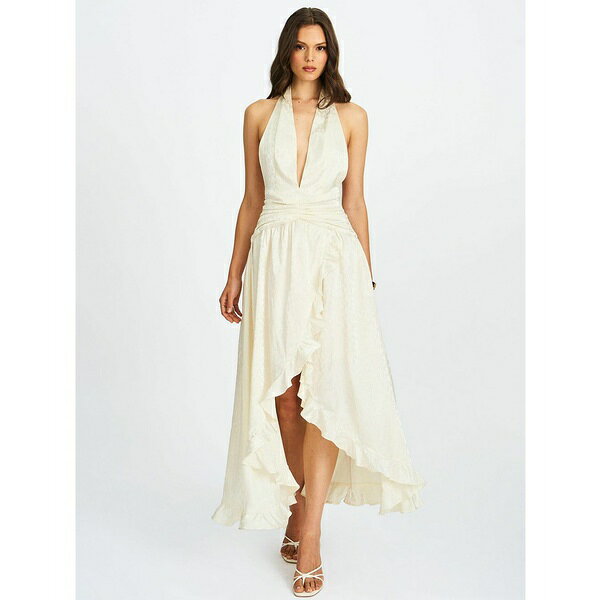 ミス サークル レディース ワンピース トップス Women's Nalani Floral Ivory Ruffled Halter Maxi Dre..