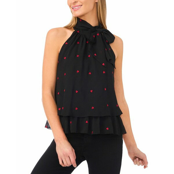 セセ レディース カットソー トップス Women's Tiered Halter Bow Tie Top Rich Black