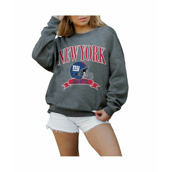 ゲームデイ レディース カットソー トップス Women's Charcoal New York Giants Oversized Seal The Deal Premium Fleece Drop Shoulde..