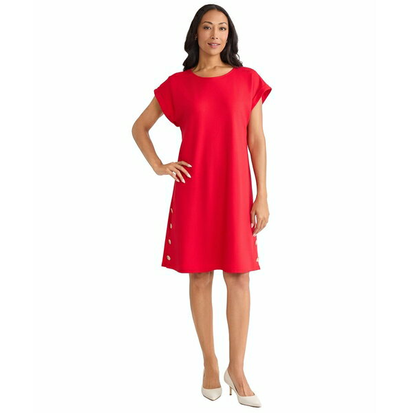 ジョーンズニューヨーク レディース ワンピース トップス Women's Side Button Swing Dress Deep Rogue