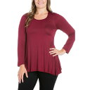 24セブンコンフォート レディース カットソー トップス Women's Plus Size Poised Swing Tunic Top Wine