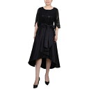 j[[NRNV fB[X s[X gbvX Petite Sequin and Jacquard Hi-Low Holiday Dress Black
