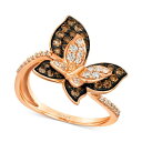 @ Y O ANZT[ Chocolate Diamond & Nude Diamond Double Butterfly Statement Ring (7/8 ct. t.w.) in 14k Rose Gold 14K Strawberry Gold Ring