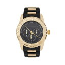 JEFA Y rv ANZT[ Men's Analog Matte Black and Shiny Gold-Tone Link Rubber Strap Watch 51mm Black, Gold