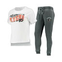 RZvgX|[c fB[X TVc gbvX Women's Charcoal, White Philadelphia Flyers Resurgence Slub Burnout Raglan T-shirt and Joggers Sleep Set Charcoal, White