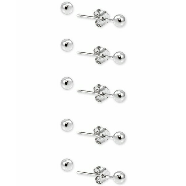 楽天astyジャニ ベルニーニ レディース ピアス＆イヤリング アクセサリー 5-Pc. Set Small Ball Stud Earrings in Sterling Silver, Created for Macy's Silver