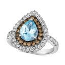 @ Y O ANZT[ Sea Blue Aquamarine (1 ct. t.w.) & Diamond (7/8 ct. t.w.) Teardrop Halo Ring in 14k White Gold No Color