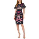 AhAi py fB[X s[X gbvX Women's Floral-Print Elbow-Sleeve Crepe Dress Navy Multi