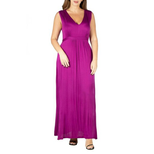 24セブンコンフォート レディース ワンピース トップス Plus Size Sleeveless Empire Waist Maxi Dress Magenta 24セブンコンフォート レディース ワンピース トップス Plus Size Sleeveless Empire Waist Maxi Dress Magenta