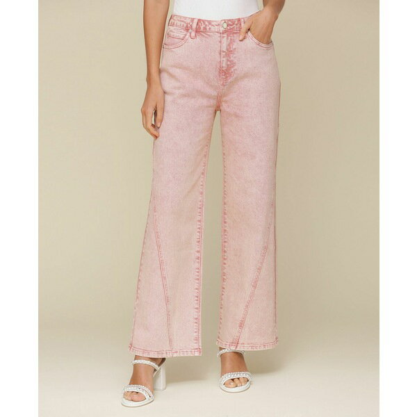 アベックレフィレ レディース デニムパンツ ボトムス Women's High Rise Angled Seam Wide Leg Jeans Strawberry