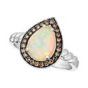 @ fB[X O ANZT[ Neopolitan Opal (7/8 ct. t.w.) & Chocolate Diamond (1/5 ct. t.w.) Halo Ring in 14k White Gold Opal