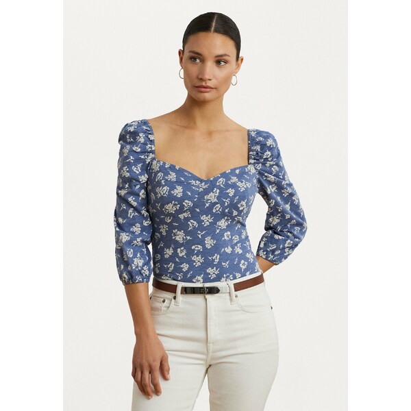 ラルフローレン レディース Tシャツ トップス SHERNA MID SLEEVE - Long sleeved top - blue/whiteのサムネイル