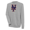 アンティグア メンズ パーカー・スウェットシャツ アウター New York Mets Antigua Victory Pullover Sweatshirt Heather Gray