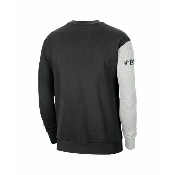 ナイキ メンズ パーカー・スウェットシャツ アウター Men's Black/Heather Gray Miami Heat Courtside Versus Force Flight Pullover Sweatshirt Black, Heather Gray