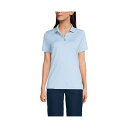 ランズエンド レディース カットソー トップス Women's Short Sleeve Feminine Fit Rapid Dry Polo Shirt Blue(4)