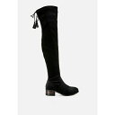 ロンンドンラグ レディース ブーツ シューズ Rumple Velvet Over The Knee Clear Heel Boots Black