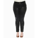 ホワイトマーク レディース カジュアルパンツ ボトムス Plus Size Faux Suede Snake Print Pants Black(4)