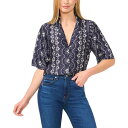 セセ レディース カットソー トップス Women's Printed Short-Sleeve Camp Top Classic Navy