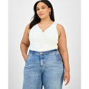 バースリー レディース カットソー トップス Trendy Plus Size Ruched V-Neck Tank Top, Exclusively at Macy's Egret