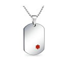 ブリング メンズ ネックレス・チョーカー アクセサリー Medical ID Dog Tag Steel Pendant Necklace 20