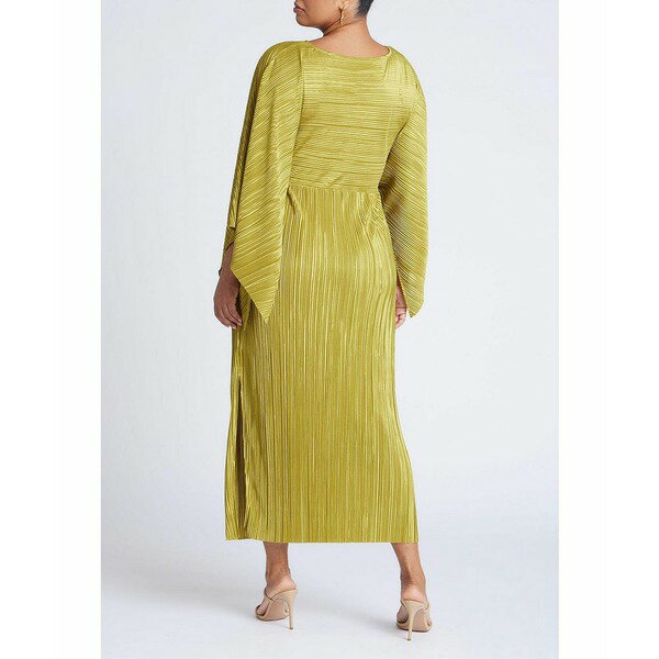 エロクイ レディース ワンピース トップス Women's Plus Size Cape Effect Plisse Dress Avocado oil